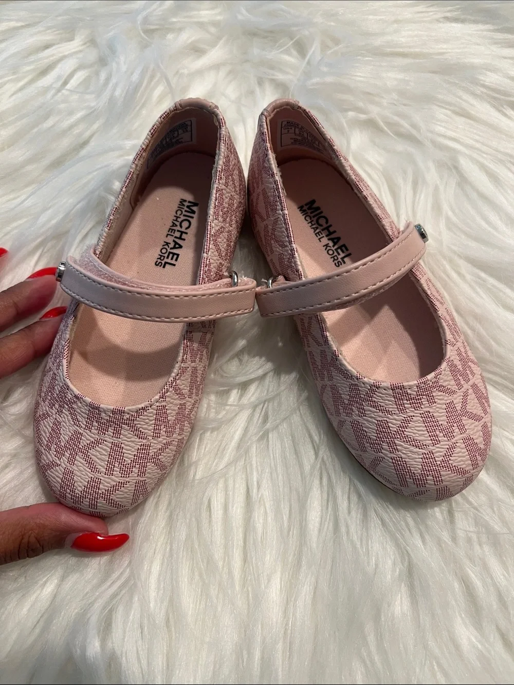 NWOT MICHAEL Michael Kors Girls' Blush Pink Logo Mary Janes size 7